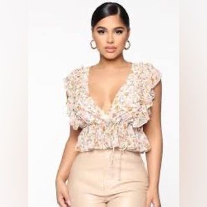 NWT Fashion Nova Ruffle Floral Blouse